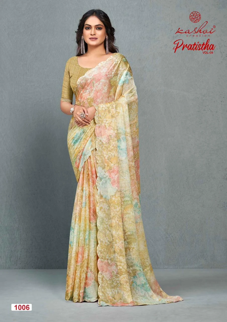 Kashvi Creation Pratistha Vol 9 Brasso Wholesale Sarees Catalog — Wholesale Sarees, Kashvi Creation wholesale from Surat - Gallery Image 4